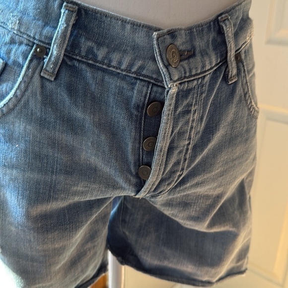 Citizens Of Humanity Blue Distressed Jean Shorts - Picture 1 of 15